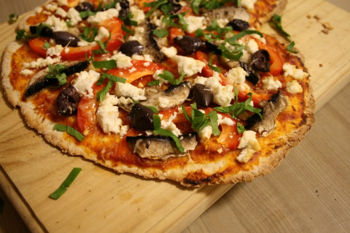 And this - goat's feta and olive, with fresh parsley sprinkled post-oven