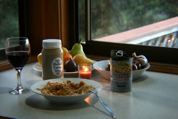 Making hummus by hand