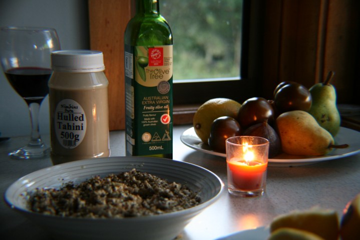 Hummus, sprinkled with dukkah