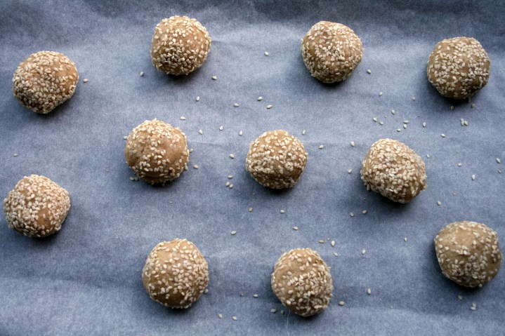 Tahini cookies, ready to be baked