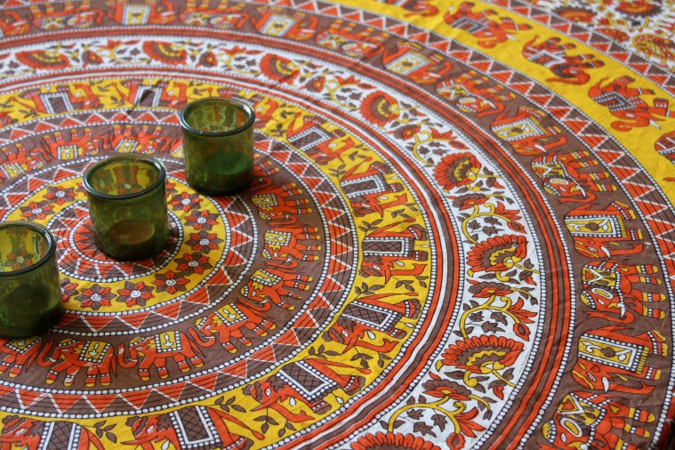Indian cotton tablecloths, $10 each from the Davie's Park Markets. The 7D loves vibrant colours. IMG_0013
