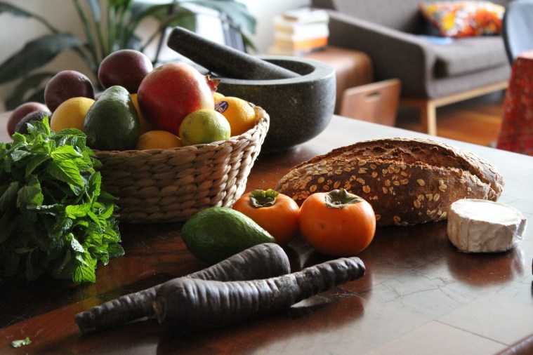Setting up for salad. The 7D, in partnership with the bright natural light that streams through the front of our apartment, makes food photography a breeze. IMG_0076