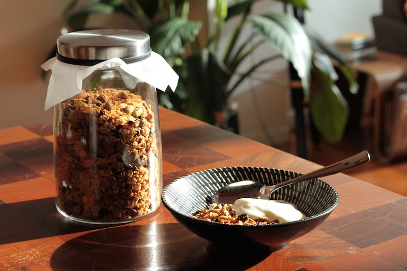 Orange and Pistachio Granola for breakfast