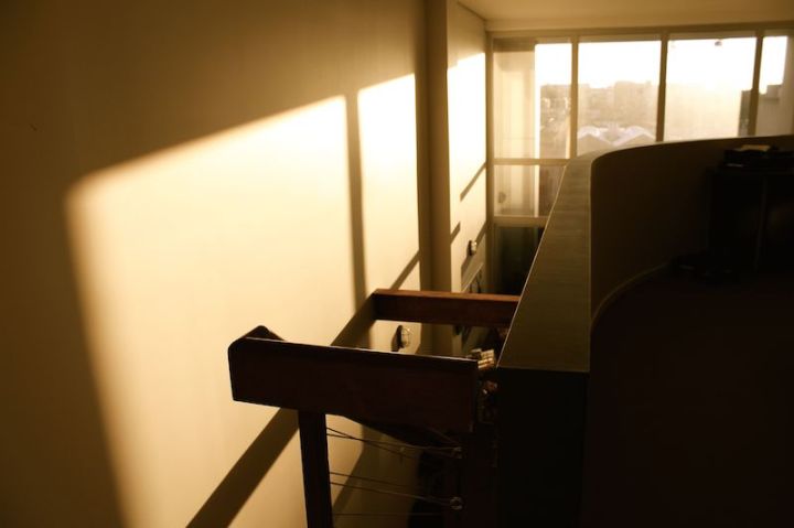 Strong winter sunlight streaming into the apartment