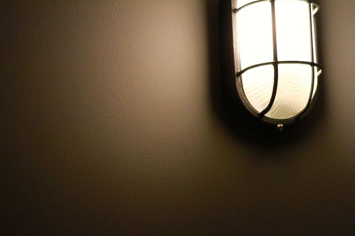 Bulkhead lights, powder-coated and installed throughout our apartment