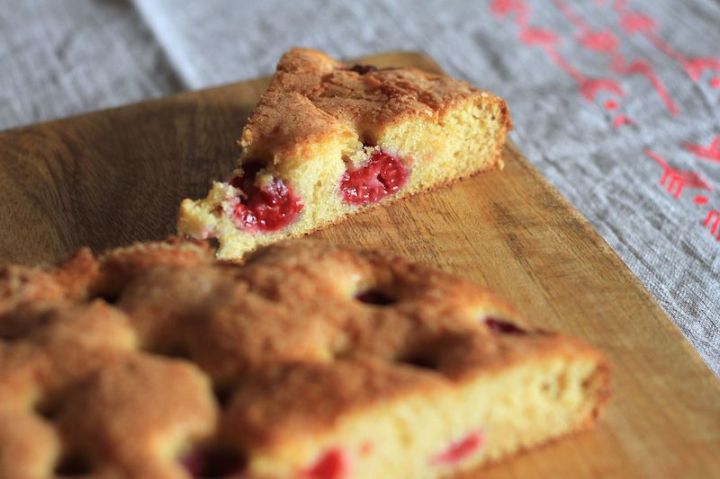 Raspberry Buttermilk Cake, sliced