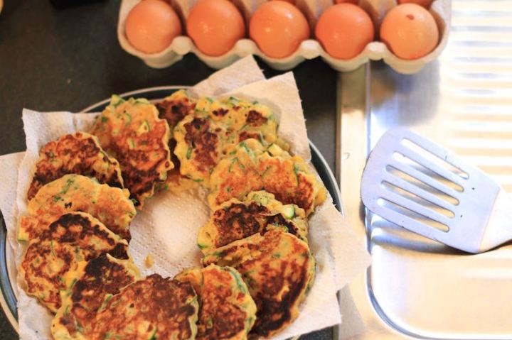 Freshly made sweetcorn fritters