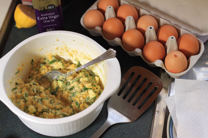Sweetcorn fritters - batter ready to fry