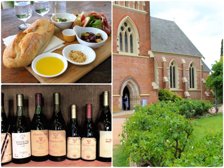 Old church in Mudgee town, lunch at Lowe's wines and Vintage wines at Thistle Hill