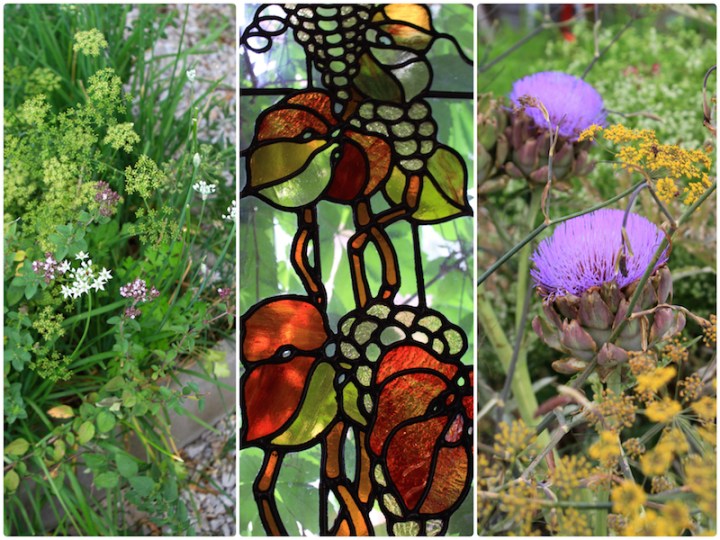 Stained glass windows at Huntington Estate, and the organic kitchen garden at Lowe wines