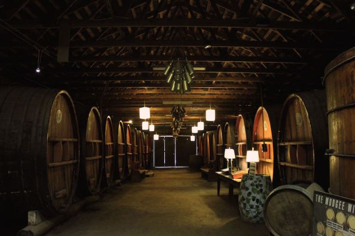 Dark and atmospheric cellar at Pieter van Gent Wines, Mudgee, NSW