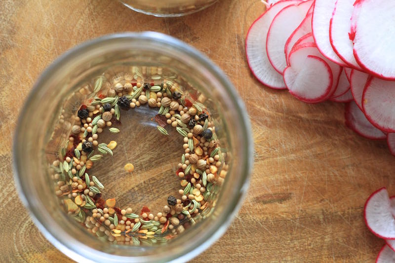 Chilli, coriander, fennel, mustard and pepper - whole spices for pickling brine