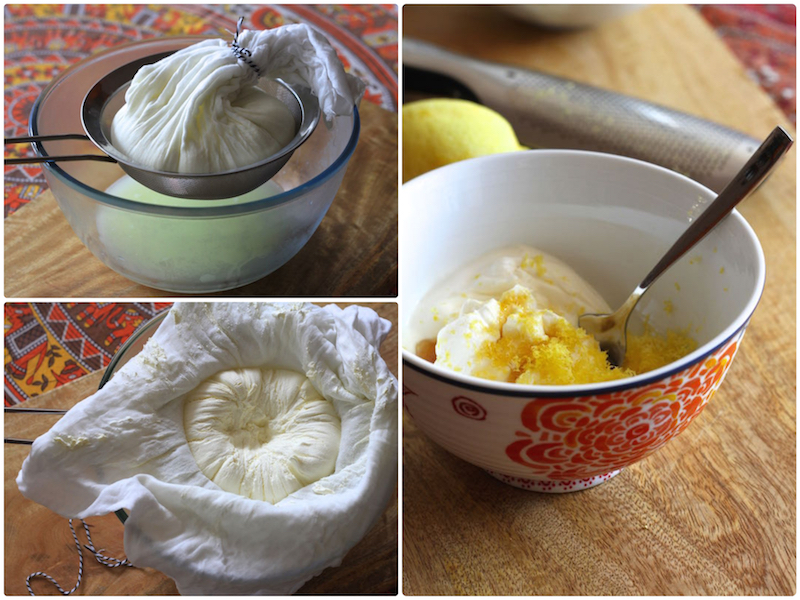 Making fresh labneh - strained yoghurt cheese