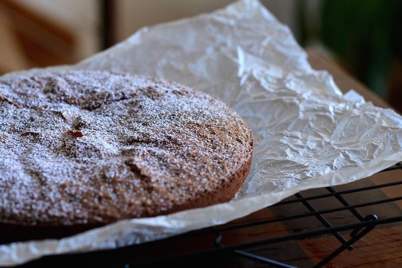 Gluten free chocolate cake made with almond and buckwheat flour