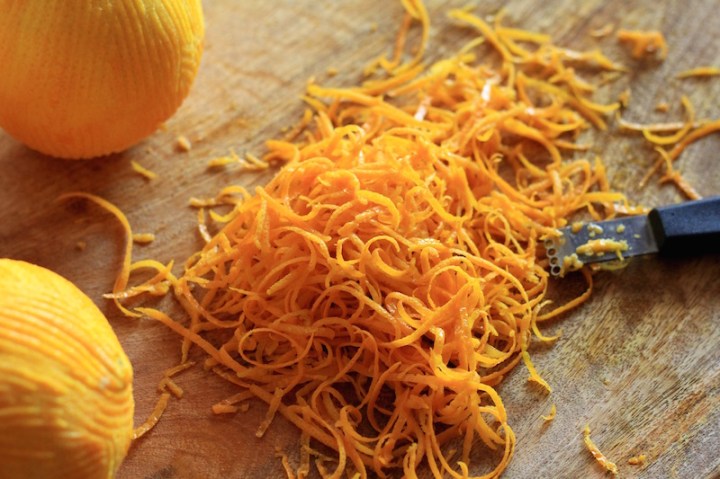 Strips of orange zest for Orange and Semolina Cake
