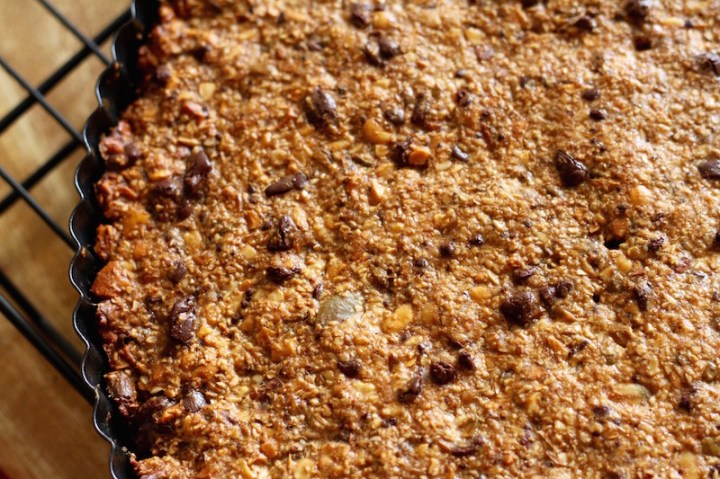 Chocolate and Cardamom Muesli Bars - fresh from the oven