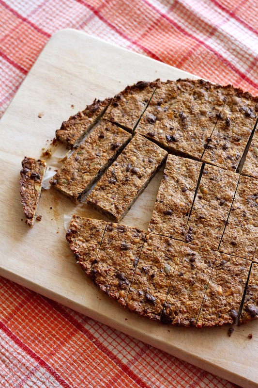 Chocolate and Cardamom Muesli Bars - sliced into pieces