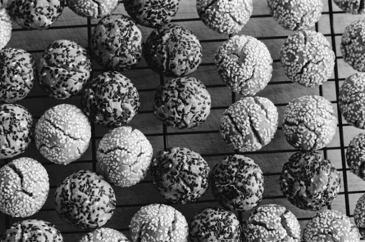 Tahini Cookies cooling - monotone