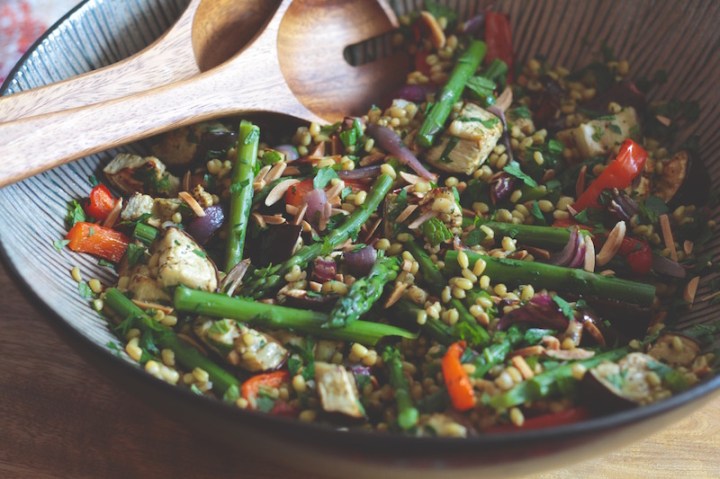 Freekeh Salad with Aubergine, Almond and Mint 2