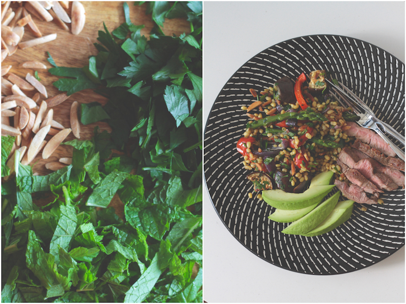 Freekeh_Aubergine_Almond_Mint-Salad_Fotor_Collage