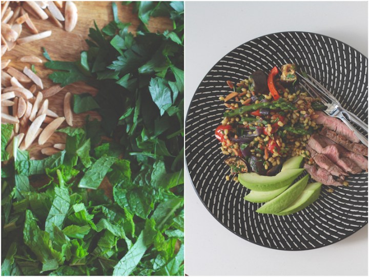 Freekeh_Aubergine_Almond_Mint-Salad_Fotor_Collage