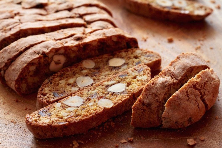 Orange, fig and hazelnut cantuccini - close up