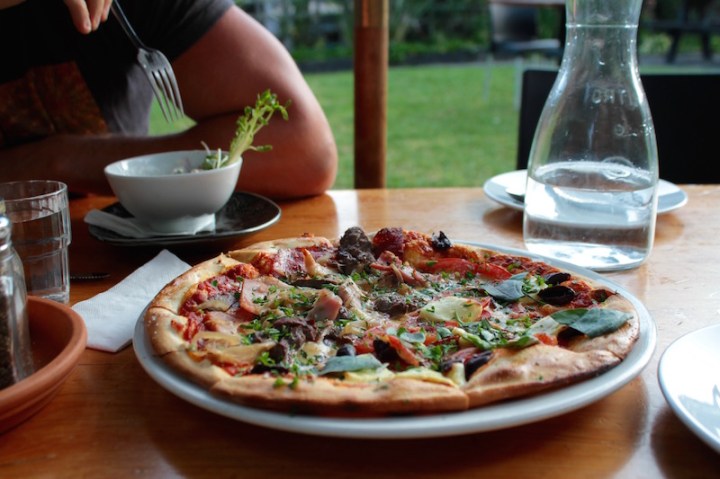 Woodfired pizza, Leigh Sawmill Cafe, Matakana Coast, New Zealand