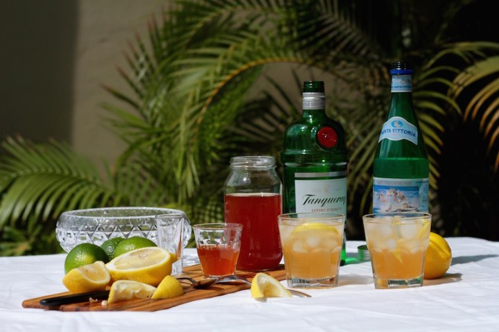 A summery gin and tonic station