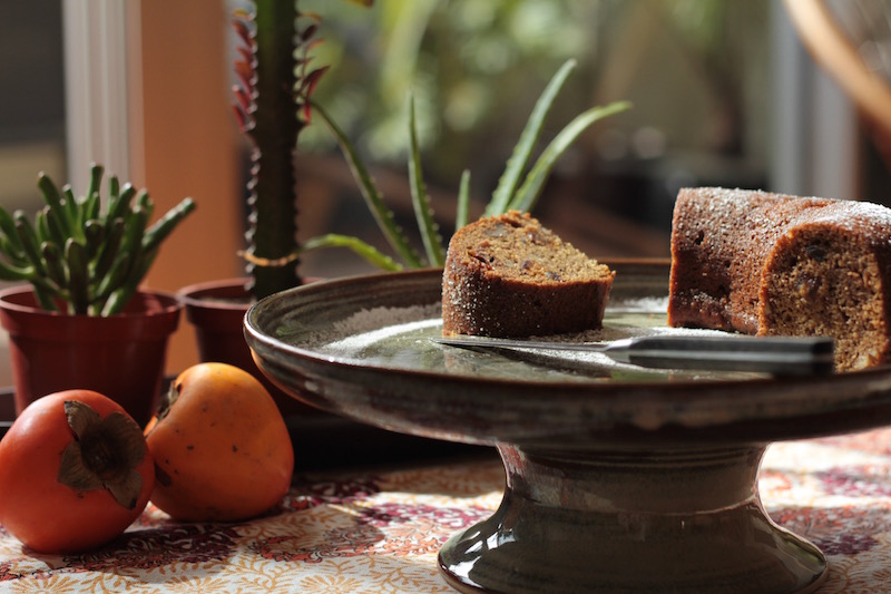 Persimmon Cake with Whiskey and Walnuts