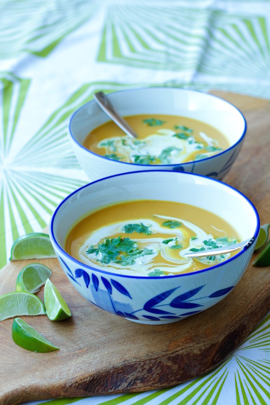Thai Pumpkin Soup with coconut, lemongrass, ginger and turmeric