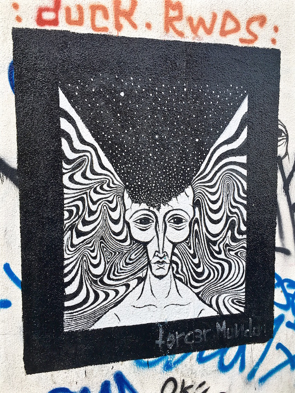 Black and White - street art in Bellavista, Santiago Chile