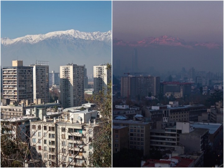 Andes Mountains, daylight and dusk, Santiago de Chile