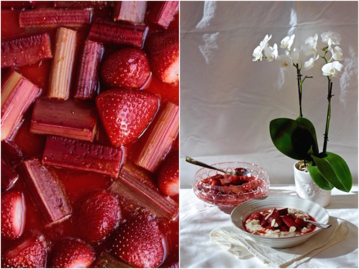 Rhubarb and strawberries after roasting - soft and juicy but still intact