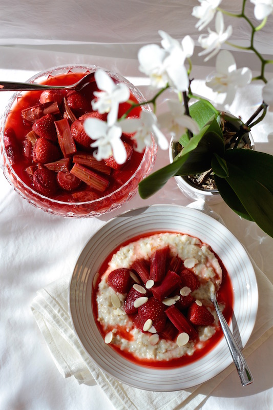 Roasted Rhubarb and Strawberry Compote for breakfast