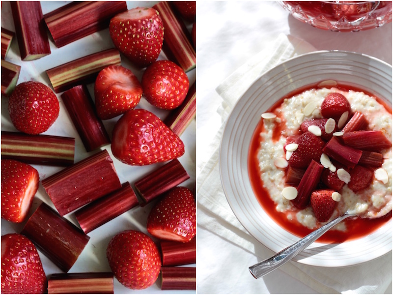 Spring food - rhubarb and strawberries roasted in orange zest