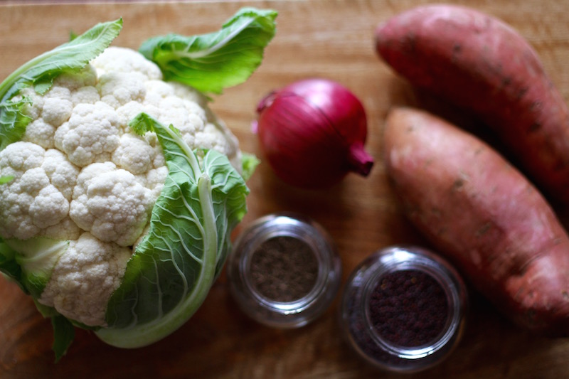 Quick and easy Baked Chicken Tikka with Spiced Sweet Potato and Cauliflower