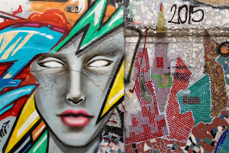 Mural and mosaic in Palermo Soho, Buenos Aires