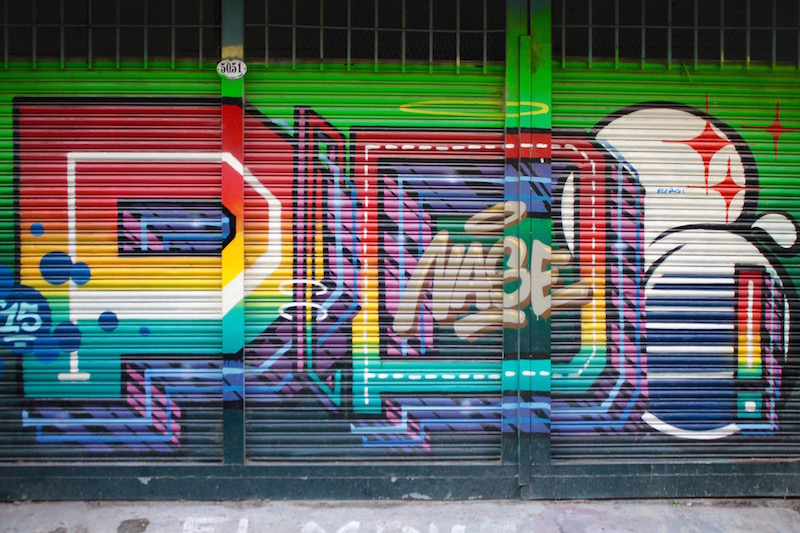 Roller door mural in Palermo Soho, Buenos Aires