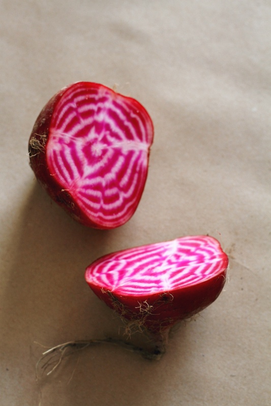Winter Market Salad with roasted Chioggia beetroot