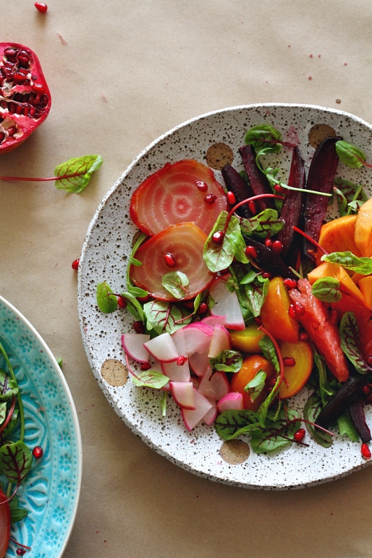 Winter Market Salad with citrus, beetroot and bitter leaves