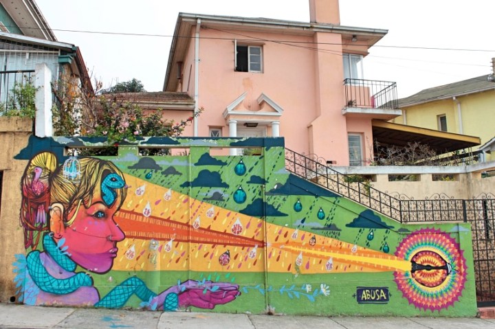 Street art in Valparaiso Chile - mural by Anis