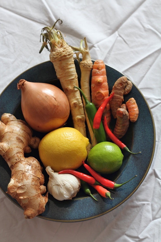 Apple cider vinegar infused with horseradish, chilli, onion, garlic and turmeric - a great winter tonic